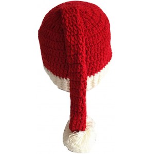 Skullies & Beanies Windproof Ski Mask Warm Knitted Beanie Hat Cap - Red & White Mask - CU12N69UYCC