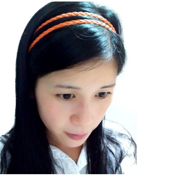 Headbands Fashion Women Girls Leather Woven Hair Band Double Braided Headband (dark brown) - dark brown - C711S3Q4IQ7