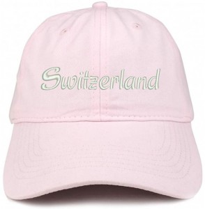 Baseball Caps Switzerland Text Embroidered Unstructured Cotton Dad Hat - Light Pink - CM18K0OUHE4