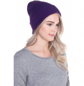 Skullies & Beanies Beanie Men Women - Unisex Cuffed Plain Skull Knit Hat Cap - Purple - CY12N21KCQ8