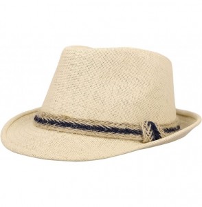 Fedoras Men/Women's Classic Short Brim Miami Beach Panama Fedora Straw Hat - Beige - CB18CD9LOAN