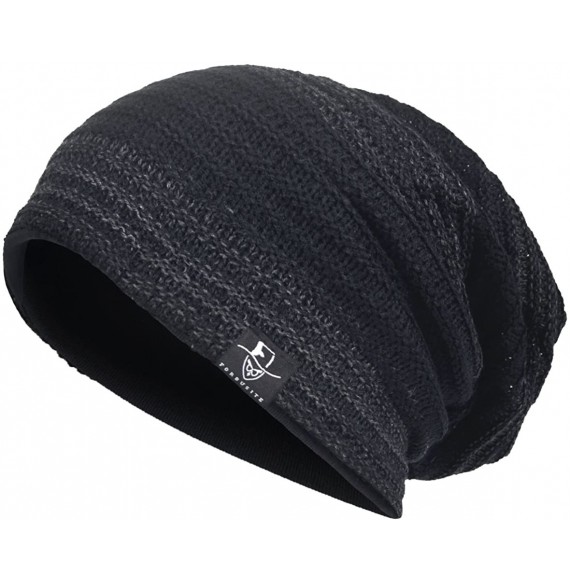 Skullies & Beanies Mens Slouchy Beanie Knit Skull Cap Long Baggy Hip-hop Winter Summer Hat B305 - Retro-black&dgrey - CF12O57...