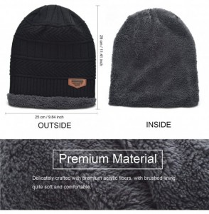 Skullies & Beanies Oversized Unisex Fleece Lined Slouchy Beanie Soft Thick Warm Winter Knitted Beanie Ski Hat - C9188YLKNCN