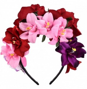 Headbands Day of The Dead Headband Costume Rose Flower Crown Mexican Headpiece BC40 - Mexican Festival Crown - C7189KQES8Y