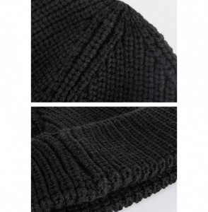 Skullies & Beanies Unisex Rollup Edge Knit Skullcap Adjustable Short Beanie for Men Women - Black - CA187Q9QMNR