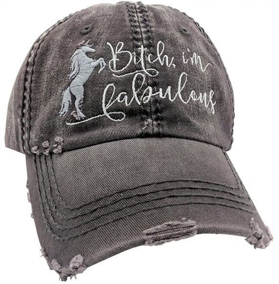 Baseball Caps Women's- Customizable- Unicorn- Bitch I'm Fabulous- Embroidered Baseball Cap - Grey/Customized - CX18CQE8KT4