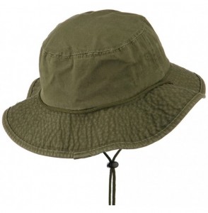 Sun Hats Big Size Washed Bucket Hat with Chin Cord - Olive - C311IH3MS8B