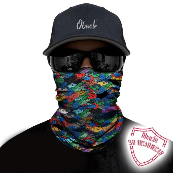 Balaclavas Seamless Bandana Face Mask Rave Men Women for Dust Sun Wind Protection - Wave Multi-color - C1193HTXCGL