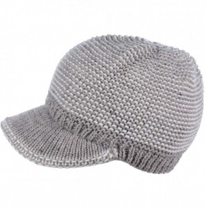 Skullies & Beanies Winter Fashion Knit Cap Hat for Women- Peaked Visor Beanie- Warm Fleece Lined-Many Styles - Gray-lurex - C...