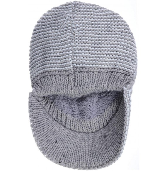 Skullies & Beanies Winter Fashion Knit Cap Hat for Women- Peaked Visor Beanie- Warm Fleece Lined-Many Styles - Gray-lurex - C...