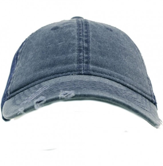 Baseball Caps Unisex Distressed Low Profile Trucker Mesh Summer Baseball Sun Cap Hat - Navy - CP17YZWL3RG