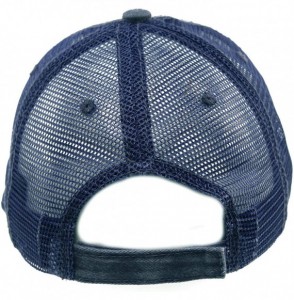 Baseball Caps Unisex Distressed Low Profile Trucker Mesh Summer Baseball Sun Cap Hat - Navy - CP17YZWL3RG