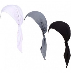 Skullies & Beanies 3Pack Chemo Hat Turban Headscarves for Women Cancer Headwear - White Gray Black - CV196OE78NX