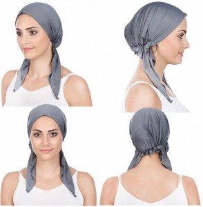 Skullies & Beanies 3Pack Chemo Hat Turban Headscarves for Women Cancer Headwear - White Gray Black - CV196OE78NX