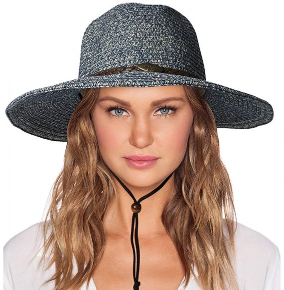 Sun Hats Womens Lanyard Packable Summer Cowboy - Blue - CO196ILECOC