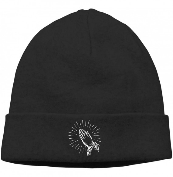 Skullies & Beanies Praying Hands Warm Hat Baggy Slouchy Beanie Hat Skull Cap - Black - CW18LGEANQM