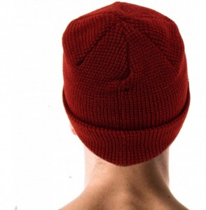 Skullies & Beanies Men's Winter Classic Soft Knit Stretchy Warm Beanie Skully Ski Hat Cap - Waffle Solid Burgundy - CI18I8S00KO