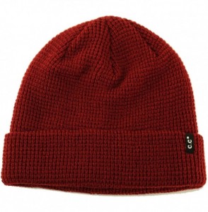 Skullies & Beanies Men's Winter Classic Soft Knit Stretchy Warm Beanie Skully Ski Hat Cap - Waffle Solid Burgundy - CI18I8S00KO