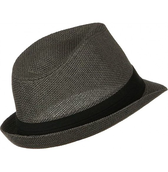 Fedoras Women Men Summer Double Colors Straw Fedora Hat w/Rasta Band- Grey- LXL - CB11WS0LIDP