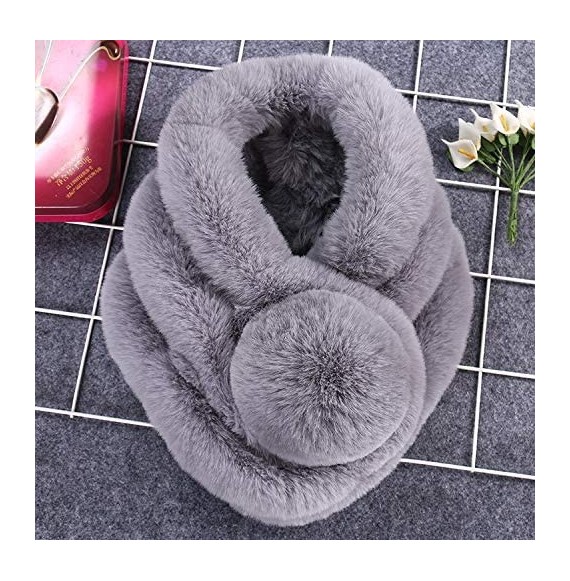 Skullies & Beanies Clearance Chaofanjiancai Womens Faux Fur Winter Warm Fluffy Hood Scarf Hat Ladies Snood Pocket Hats Gloves...