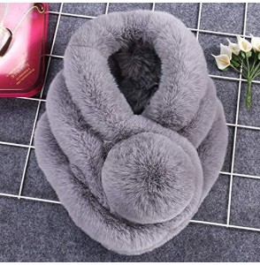 Skullies & Beanies Clearance Chaofanjiancai Womens Faux Fur Winter Warm Fluffy Hood Scarf Hat Ladies Snood Pocket Hats Gloves...