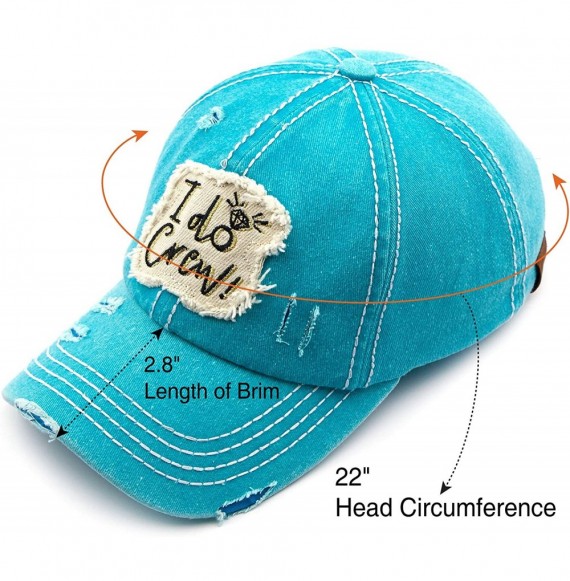 Baseball Caps Exclusives Hatsandscarf Washed Distressed Cotton Denim Ponytail Hat Adjustable Baseball Cap (BT-761) - CI18RIYE8G6