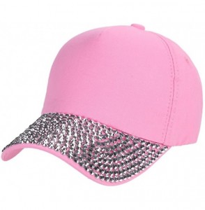 Baseball Caps Baseball Caps chaofanjiancai Women Men Plain Hats Adjustable Hip-Hop Summer Rhinestone Sports - Pink - CX18ERQZQQK