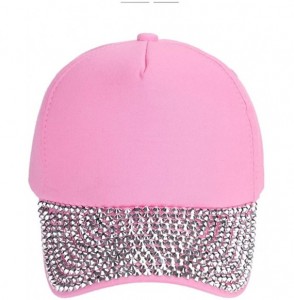 Baseball Caps Baseball Caps chaofanjiancai Women Men Plain Hats Adjustable Hip-Hop Summer Rhinestone Sports - Pink - CX18ERQZQQK