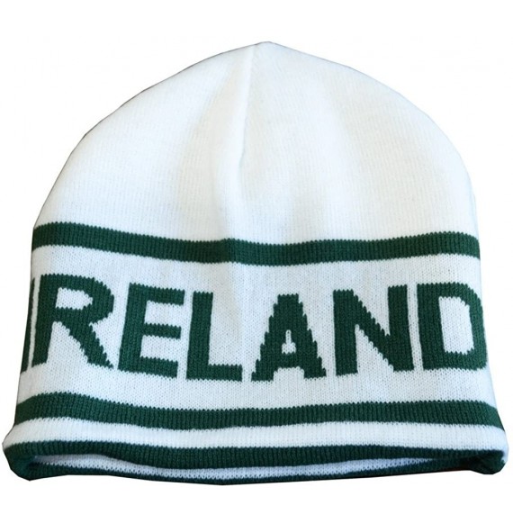 Skullies & Beanies Knitted Green Beanie Hat With Ireland Lettering In White - CJ11ZDM8FQD