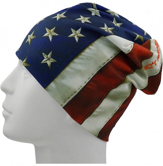 Skullies & Beanies Multi-Use Outdoor/Sports Printed Slouchy Beanie Hats OSFM 1 PC - Us Flag-3 - CD18WKZDQI7