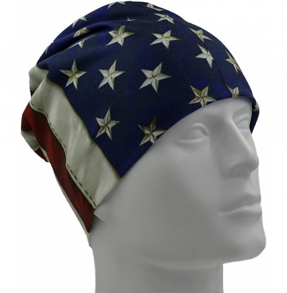 Skullies & Beanies Multi-Use Outdoor/Sports Printed Slouchy Beanie Hats OSFM 1 PC - Us Flag-3 - CD18WKZDQI7