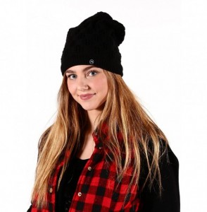 Skullies & Beanies Winter Knit Beanies for Pony Tail- Messy Bun or Traditional Style - Black - C918EU8IMG0