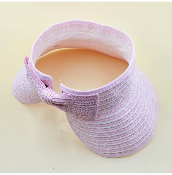 Sun Hats Women & Children Beach Hat Sun Visor Foldable Roll up Wide Brim Straw Hat Cap - Children Size Color Pink - CB11A6D8BR1