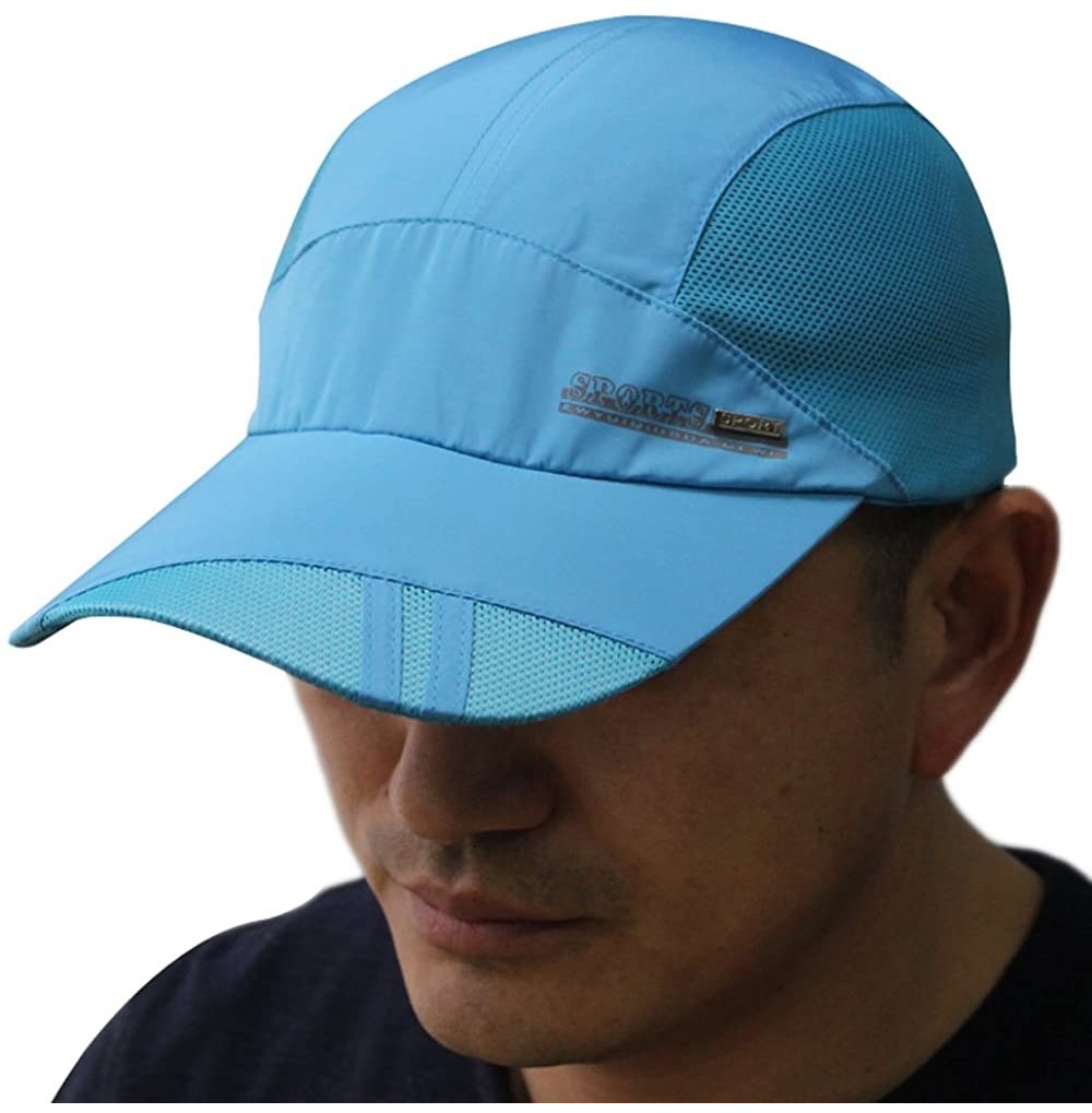 Baseball Caps Mens Snapback Taffeta Golf Baseball Running Summer Mesh Tennis Ball Hat Cap Hats - Lake Blue - CF12FGK1V8P