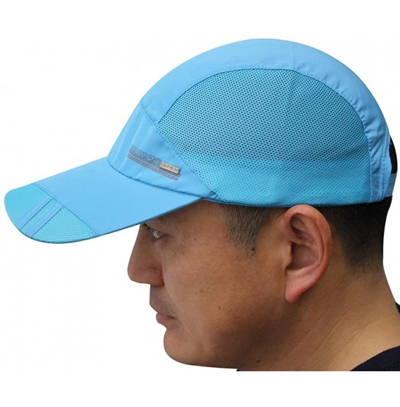 Baseball Caps Mens Snapback Taffeta Golf Baseball Running Summer Mesh Tennis Ball Hat Cap Hats - Lake Blue - CF12FGK1V8P