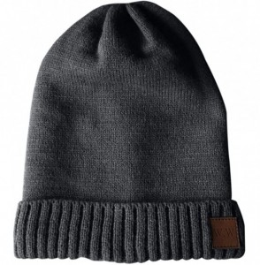 Skullies & Beanies Slouchy Beanie Winter Hats for Men and Women- Warm Fleece Lined Knit Skully - Charcoal Grey - CI180OXSK73