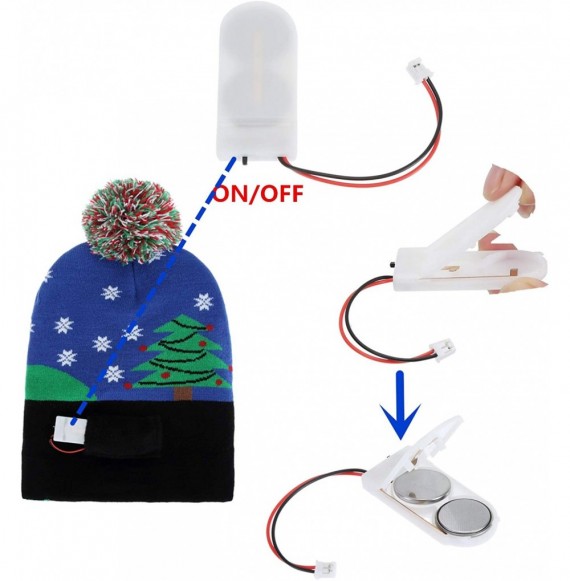 Skullies & Beanies Novelty LED Light Up Christmas Hat Knitted Ugly Sweater Holiday Xmas Beanie Colorful Funny Hat Gift - C518...