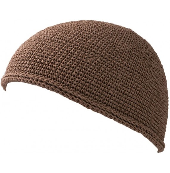 Skullies & Beanies Kufi Hat Mens Beanie - Cap for Men Cotton Hand Made 2 Sizes by Casualbox - Light Brown - C8115OZTYO1