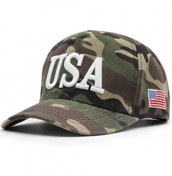 Baseball Caps USA 45 Trump Make America Great Again Embroidered Hat with Flag - Camo - CX18Y0YUGDQ