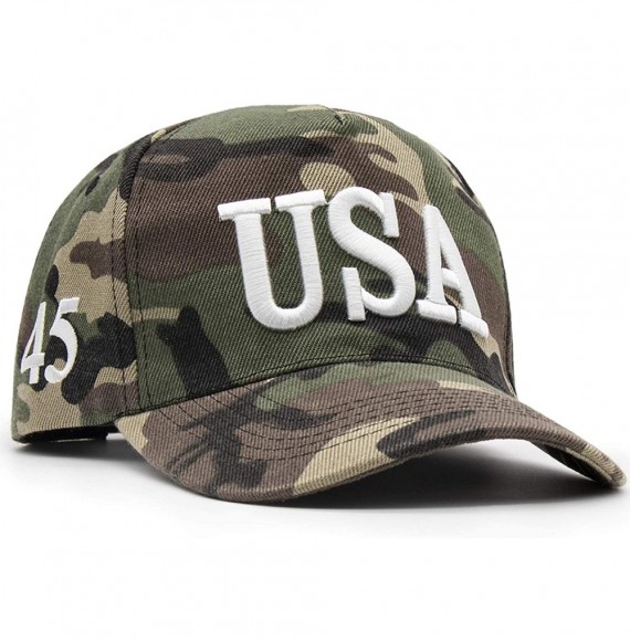 Baseball Caps USA 45 Trump Make America Great Again Embroidered Hat with Flag - Camo - CX18Y0YUGDQ