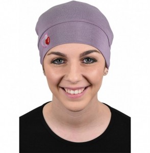 Skullies & Beanies Womens Soft Sleep Cap Comfy Cancer Hat with Hearts Applique - Lavender - CO189ST49TI