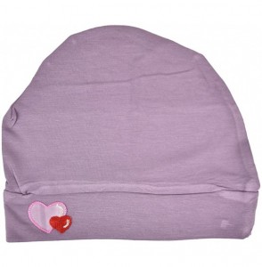 Skullies & Beanies Womens Soft Sleep Cap Comfy Cancer Hat with Hearts Applique - Lavender - CO189ST49TI