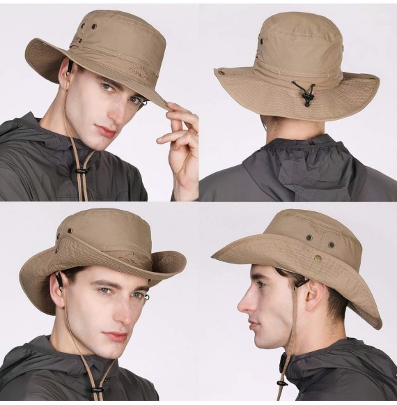 Sun Hats FANCET Fishing Sun Hat Wide Brim for Men Women Nylon Foldable Packable - 00702_khaki Beige - CQ18RR5OGH3