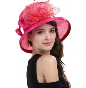 Sun Hats Women's Kentucky Derby Racing Horse Organza Hat Church Wedding Dress Party Occasion Cap - Peach - CV12B3ILWUB