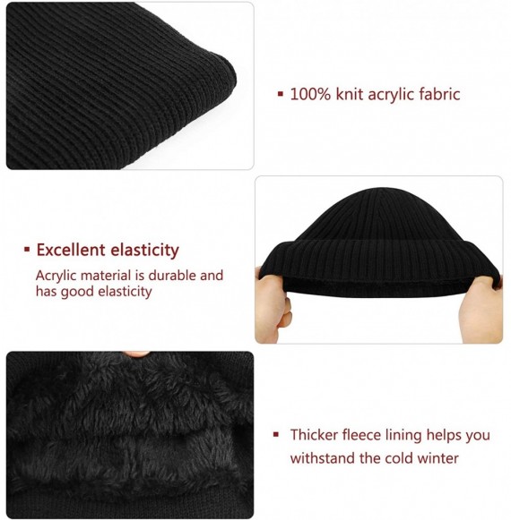 Skullies & Beanies Winter Hat Warm Beanie Hat Knit Gloves Winter Scarf Soft Thick Slouchy Knitted Hat Men Gloves Set - Black ...