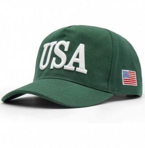 Baseball Caps USA 45 Trump Make America Great Again Embroidered Hat with Flag - Green - C318Y9WNUOK