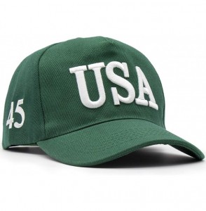 Baseball Caps USA 45 Trump Make America Great Again Embroidered Hat with Flag - Green - C318Y9WNUOK