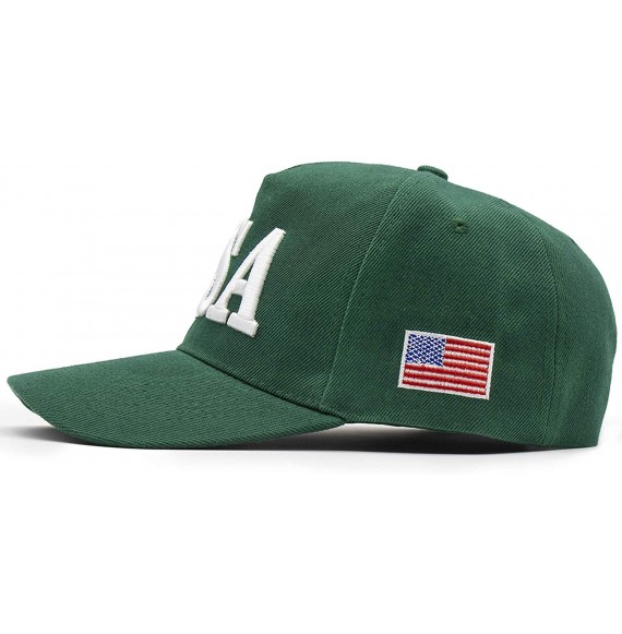 Baseball Caps USA 45 Trump Make America Great Again Embroidered Hat with Flag - Green - C318Y9WNUOK