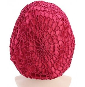 Skullies & Beanies Large Net Night & Day Cap Bonnet Wide Band Crocheted Slouchy Hat for Women - Wine Red - C618OW4ZT39