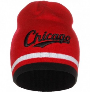 Skullies & Beanies USA Sports City State Cuffless Beanie Knit Hat Cap - Chicago Red/Black - C312O4VKNA1